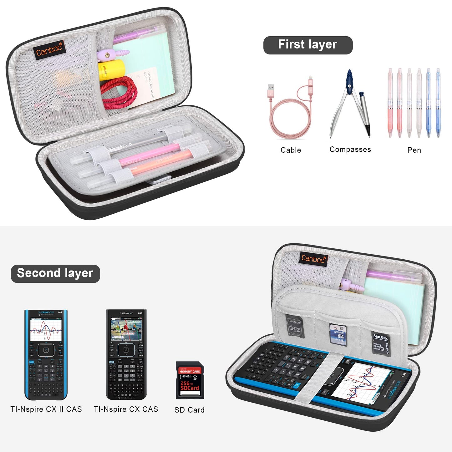 anboc Hard Carrying Case for Texas Instruments TI-Nspire CX II CAS Color Graphing