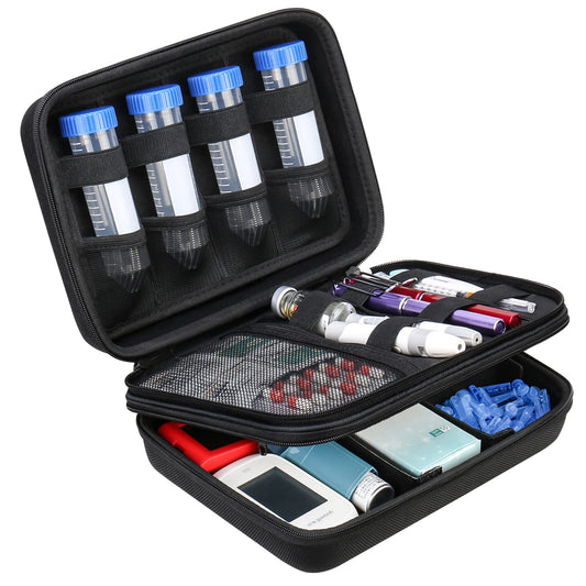 Canboc Diabetic Supplies Travel Case, Carrying Organizer for Glucose Meter, Blood Sugar Test Strips