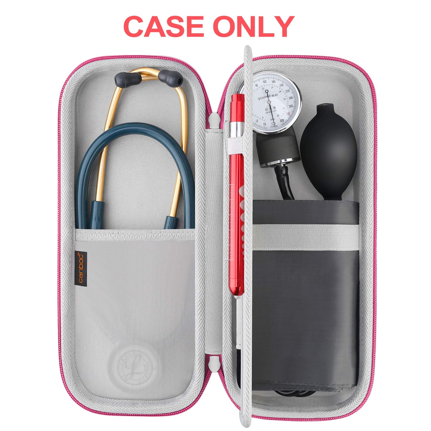 Canboc Stethoscope Case, Large Stethoscope Holder with ID Slot, Compatible with 3M Littmann Classic III, Lightweight II S.E., Cardiology IV Stethoscope