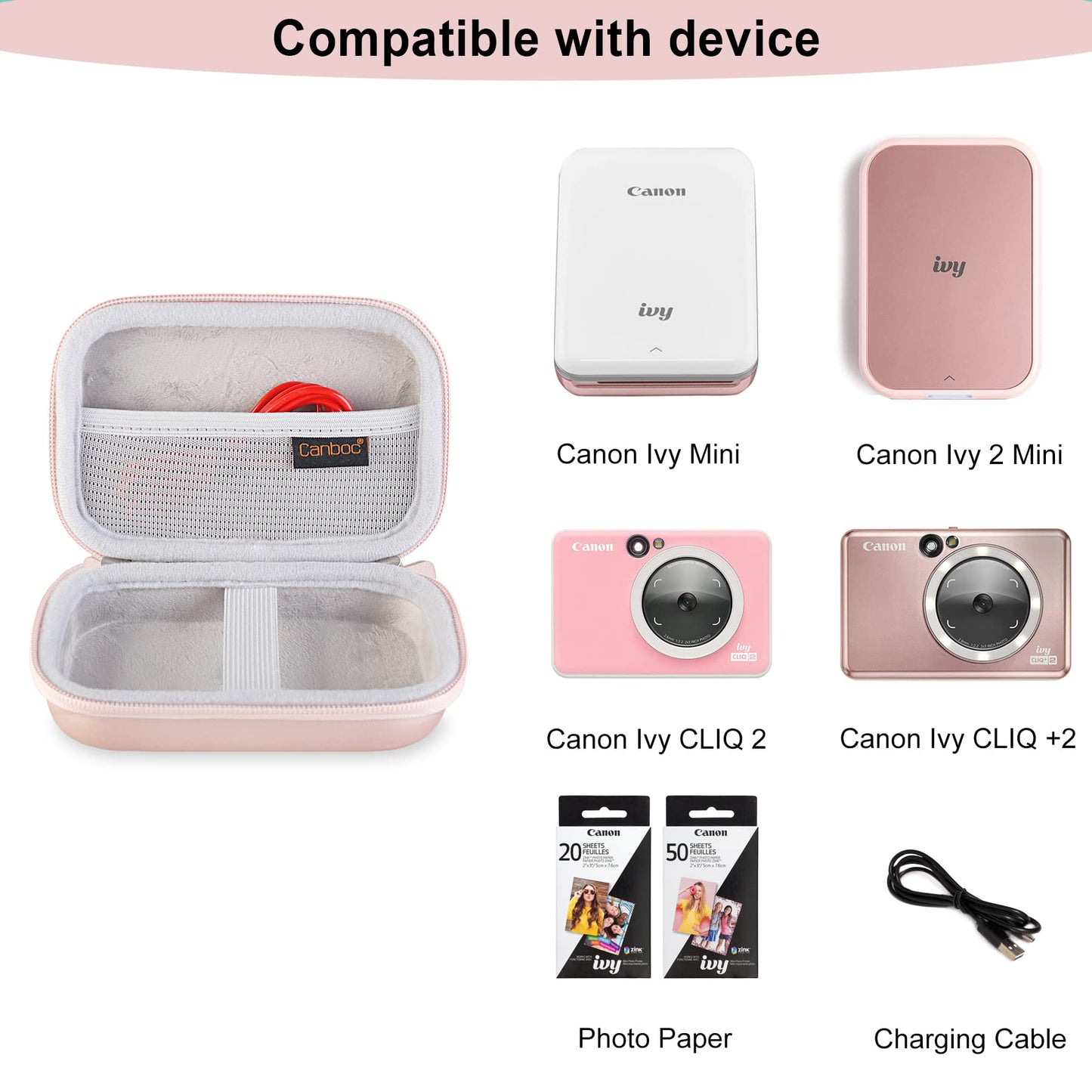 Canboc Hard Case for New Canon Ivy 2 Mini/Canon Ivy Mini/Canon Ivy CLIQ+ CLIQ 2 CLIQ+2 Photo Printer