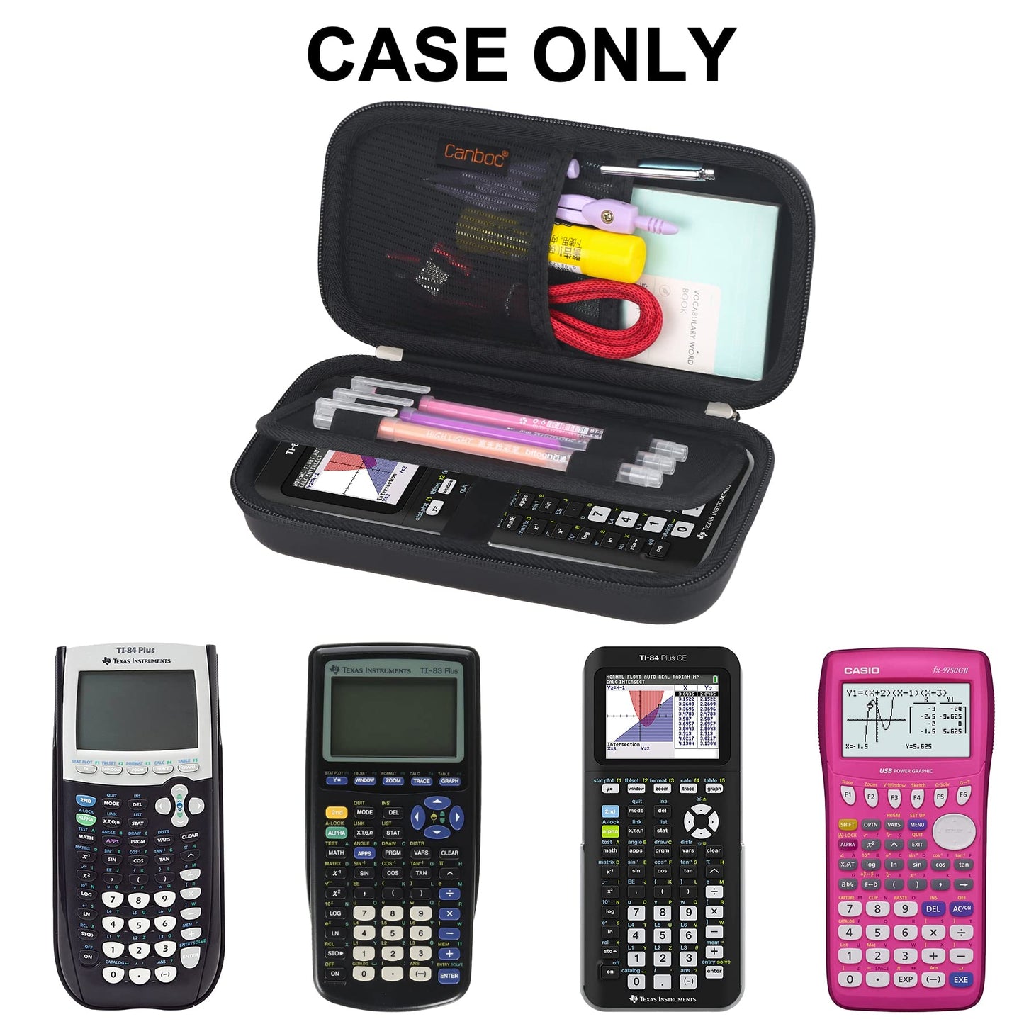 Canboc Hard Carrying Case for Texas Instruments Ti-84 Plus CE/Ti-84 Plus/TI-83 Plus/Casio FX-9750GII Graphing Calculator